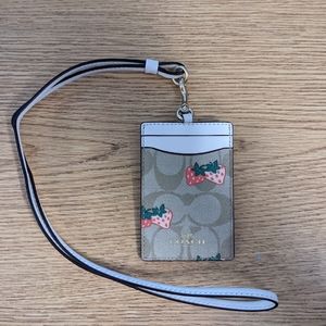 COACH LANYARD WITH STRAWBERRY PATTERN
